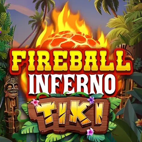 Fireball Inferno Tiki slot logo by NetEnt at Spinmills Casino